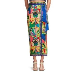 NWT Elie Tahari Floral Wrap Maxi Skirt 4 small
